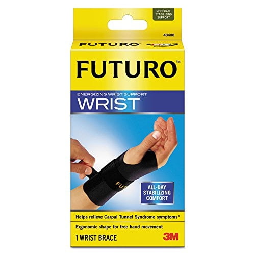 Futuro Energizing Wrist Support, Moderate Stabilizing Support, Right Hand,  Small/Medium, Black 