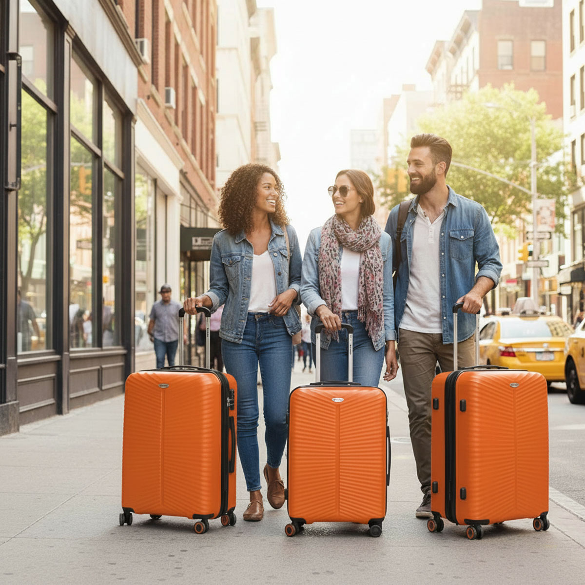 3 Piece Hardside Luggage Set Expandable Suitcase with Spinner Wheels,Lightweight Hardshell Suitcase Set 20in24in28in, Orange, SQ249