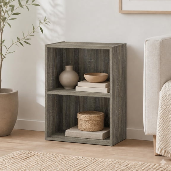 Two-Tier Bookshelf Cube Storage Organizer Open Shelves Modern 9 x 16 x 21