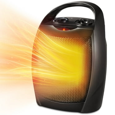 LHRIVER Compact 1500W/750W Space Heater with Thermostat - ETL Certified Ceramic Portable Heater Fan, Ideal for Home/Dorm/Office/Kitchen, Black