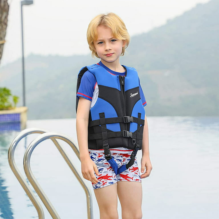 OldPAPA Children Float Life Jacket - Neoprene Flotation Swimwear Vest Kids Begin to Swim Floating Boys Girls Swimsuit, Size: Medium (4-5 year), Blue