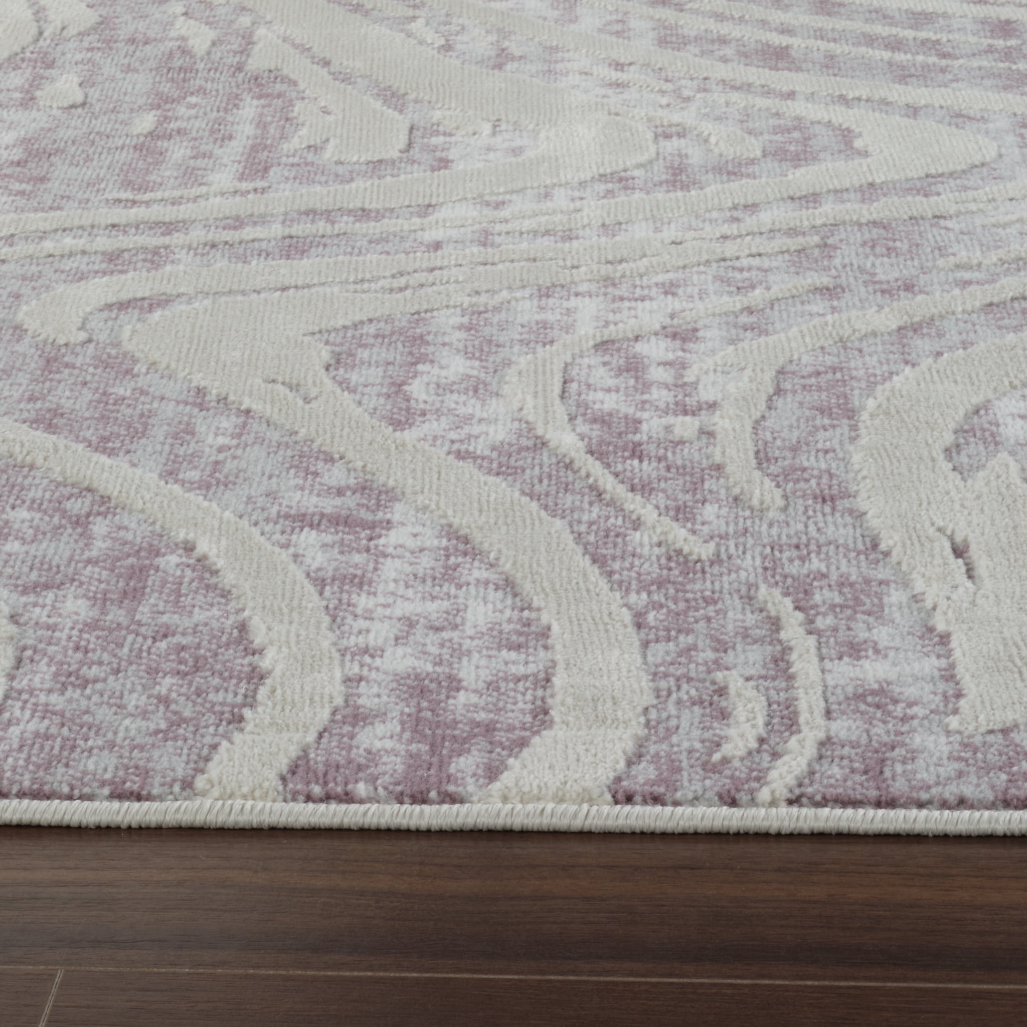Tapis d'interieur abstrait Rug Branch Nomad, beige violet, cotier - Salon, chambre, salle a manger et cuisine