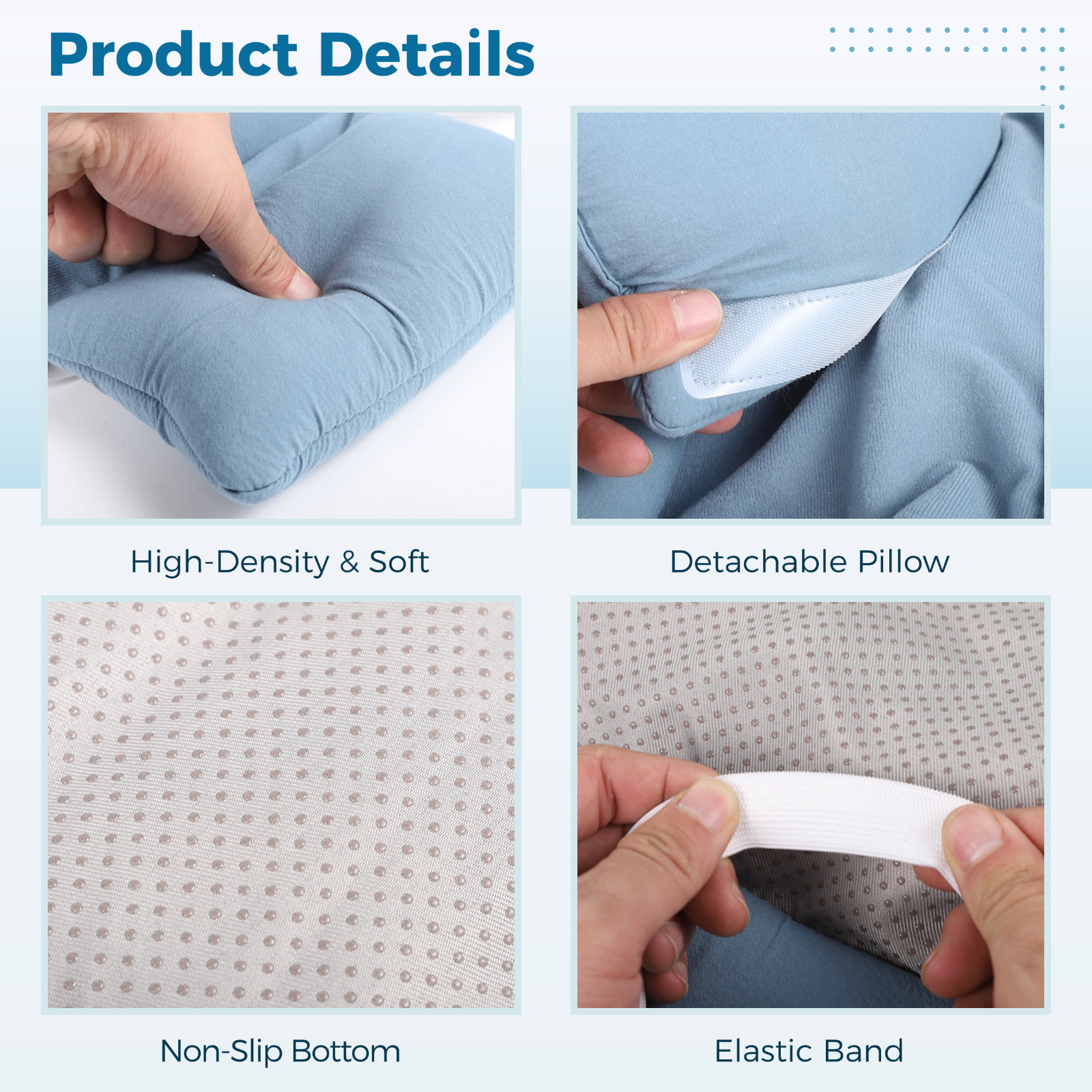 Ergonomic Anti Wrinkle Back Sleeping Pillow - Adjustable Side Supports Face Up Beauty Sleep Positioner for Neck Alignment Posture Correction, Cervical Pillow for Anti Aging (Blue)