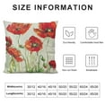 thumbnail image 6 of Nawypu  Ink Oil Painting Watercolor Red Orange Poppy Flowers Green Leaves Decorative Lumbar Throw Pillow Cover Case Home Living Room Bed Sofa Car 2pcs White, 6 of 6