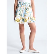 Women's and Womens Plus Tiered Cotton Mini Skirt with Lace Trim, Sizes XS-4X