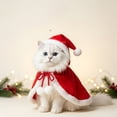 thumbnail image 3 of Luckky Pet Christmas Santa Cape & Hat Set, Red Velvet Pet Santa Cloak with White Plush Trim, Xmas Holiday Costume for Cats Small Dogs, Christmas Pet Outfit for Party Photo Props, 3 of 7
