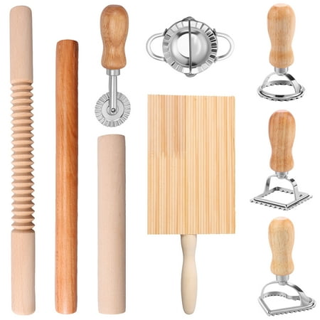 Wekvgz 9 Pcs Pasta Making Tools Efficient Pasta Making Kit with Ravioli Stamp Cutters Rolling Pins Gnocchi Board Dough Cutter Dumpling Maker Practical Pasta Making Tool Set for Pasta Lovers Cooking Wekvgz 9 Pcs Pasta Making Tools Efficient Pasta Making Kit with Ravioli Stamp Cutters Rolling Pins Gnocchi Board Dough Cutter Dumpling Maker Practical Pasta Making Tool Set for Pasta Lovers Cooking