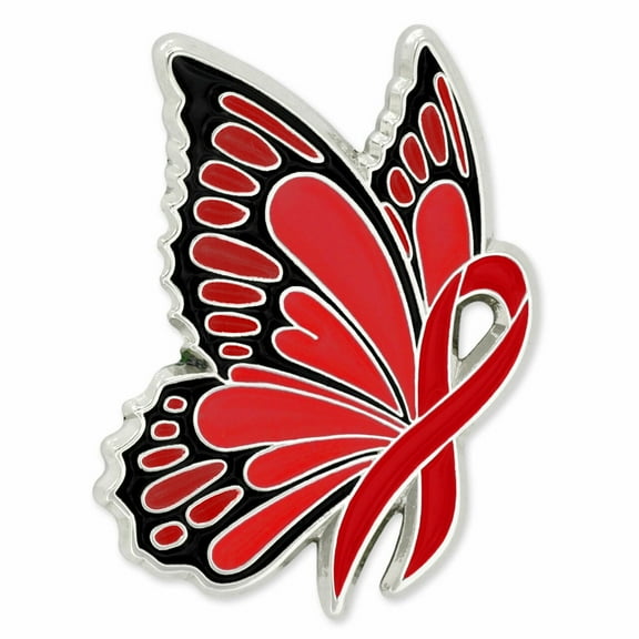 PinMart Heart Disease Awareness Enamel Lapel Pin â Nickel Plated Ribbon Pin