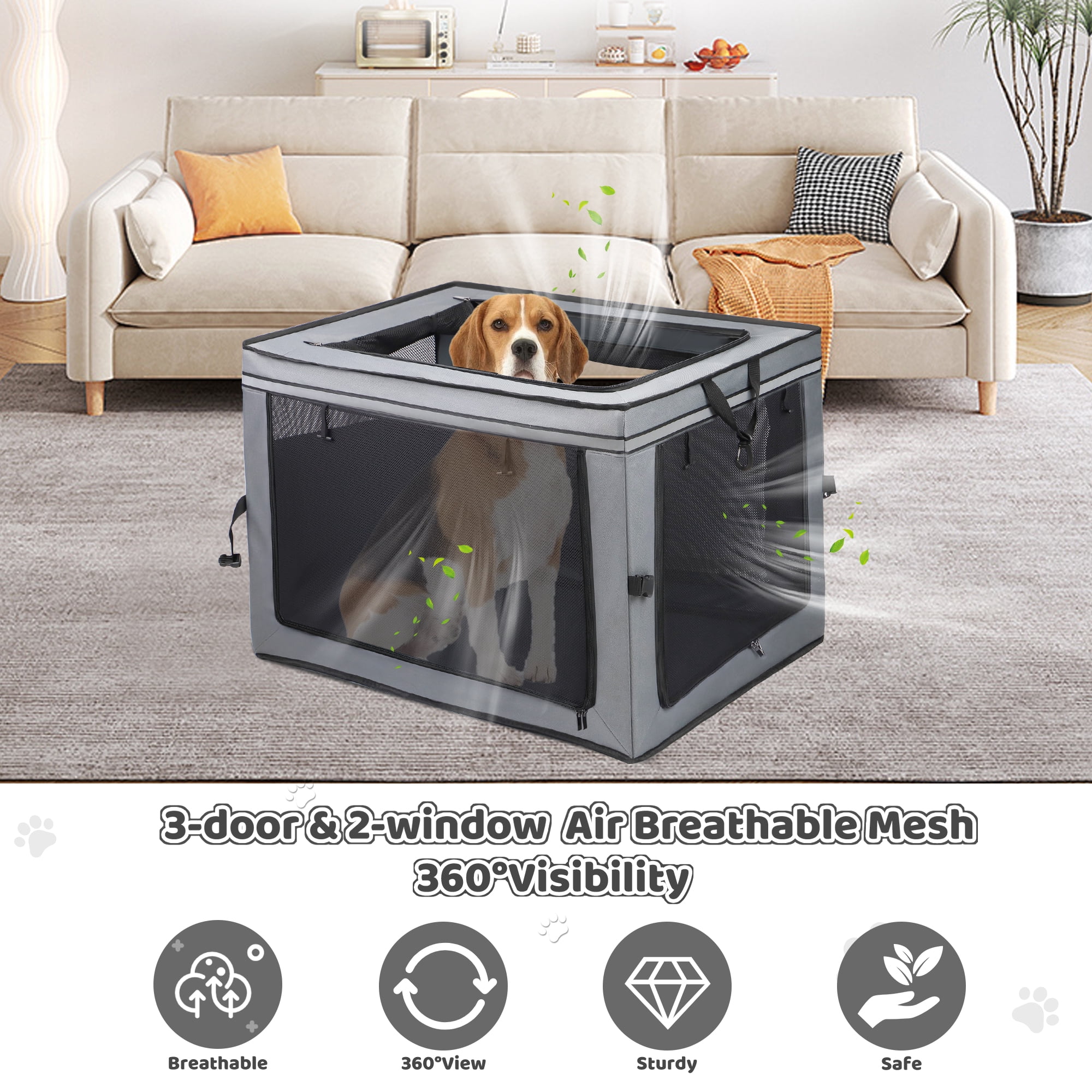 Zukka Pet Portable Kennel for Dogs,Durable Soft-Sided Travel Carrier,Oxford Cloth,For Pets up to 42 lbs,30" L x 21" W x 21" H