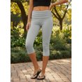 thumbnail image 4 of Argulvti Women Capri Pants, Elastic Waist 3/4 Length Pants Solid Cropped Pants, 4 of 9