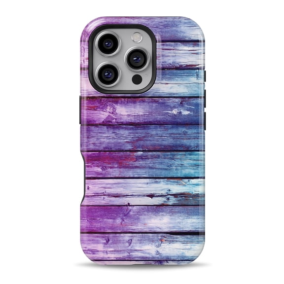 DesignSkinz Scratch-Resistant Hard Slim Case Compatible with iPhone 16 (Compatible with MagSafe) - Pink & Blue Dyed Wood