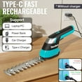 thumbnail image 6 of Cordless Hedge Trimmer, 7.2V 2-in-1 Handheld Rechargeable Grass Trimmer & Hedge Shears with USB Type-C Cable, Built-in Li-ion Battery, Electric Shrub & Grass Shears for Garden, Yard and Lawn, 6 of 8
