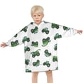 thumbnail image 3 of Cartoon Tractors Green White Pattern Blanket Hoodies for Kids 6-13YR Oversize Wearable Blanket Hoodies for Boys Girls Teens, 3 of 7