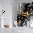 thumbnail image 2 of Black Gray Gold Marble Pattern Shower Curtain 72"x84" ,Bathroom Decorative Shower Curtains Set with 12 Hooks,Modern Waterproof Washable Shower Curtain, 2 of 6