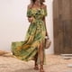 thumbnail image 4 of Vestido Vestido elegante con estampado de hojas, sin espalda, para mujer, suelto, informal, con cuello oblicuo, traje de vacaciones Ygjytge Amarillo T M para Mujer, 4 of 8