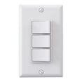 thumbnail image 1 of PinesC Triple Rocker Light Switch, Three Single Pole Electrical Paddle Switch, 15A 125V, in-Wall On/Off Switch, Self-grounding, Wall Plate is Included, UL Listed (1 Pack, Glossy White) White, 1 of 5