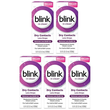 (5 pack) Blink-N-Clean Lens Drops for Any Soft Contact Lens, 0.5 FL OZ