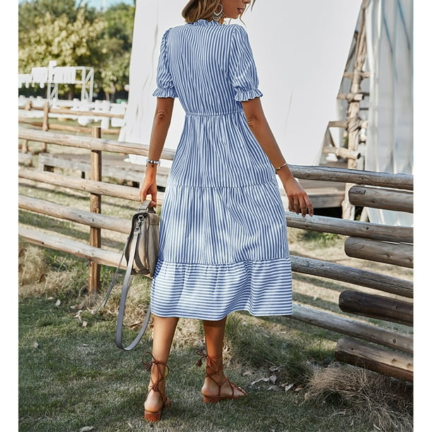 Next blue top striped dress
