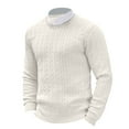 thumbnail image 3 of YMNXA Mens Sweaters Long Sleeve Round Neck Solid Color Knitted Fashion Comfortable Slim Fit Top For Casual Daily Wear Wh1 L, 3 of 3