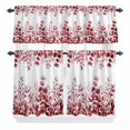 thumbnail image 2 of Kitchen Window Curtains Valance and Tier Set, Red Eucalyptus Leaves Rod Pocket Tier Curtain Valance Set, Watercolor Country Leaf Light Filtering Cafe Curtains for Bedroom Living Room, 2 of 9
