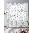 thumbnail image 3 of Blue Teal Botanical Sheer Curtains 84 Inch Length 2 Panels Set, Watercolor Spring Summer Leaves Voile Window Treatment Rod Pocket Curtains Sheers Drapes for Bedroom/Living Room/Kitchen 52"x84"x2, 3 of 7