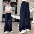 thumbnail image 5 of CPNG Girls Casual Pants Solid Color Elastic Waist Drawstring Wide Leg Pants Comfortable Breathable Lightweight Pants, 5 of 7