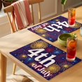 thumbnail image 4 of July 4th Placemats Set of 4, Independence Day Retro Red Blue Yellow Fireworks Dark Blue Non-Slip Place Mats Washable Table Mats for Kitchen Dining Table Decorations Indoor/Outdoor, 4 of 9