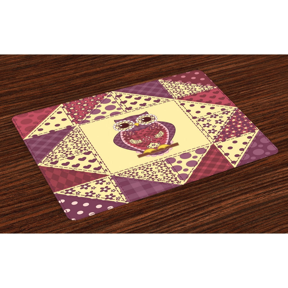 Owl Placemats Set of 4 Vintage Inspired Owl Pattern Invisible to Prey