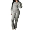 thumbnail image 2 of Conjuntos de Dos Piezas para Mujer, Sudadera, Ropa Informal de Viaje, Chándal de Pierna A , Chándales Cómodos. Gris L, 2 of 7