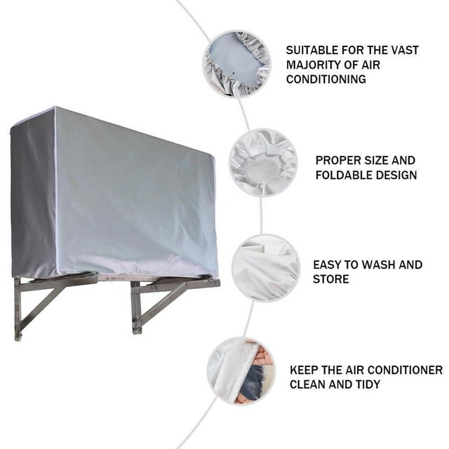 COSMOBETTY Cubierta Protector De Poliéster Para Aire Acondicionado Plata Uso Exterior