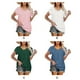 thumbnail image 4 of Guardurnaity Camiseta de algodón para mujer, camiseta informal de manga corta holgada de Color sólido, camiseta de verano para deportes escolares, Prendas para la parte del cuerpo Azul claro XL, 4 of 6