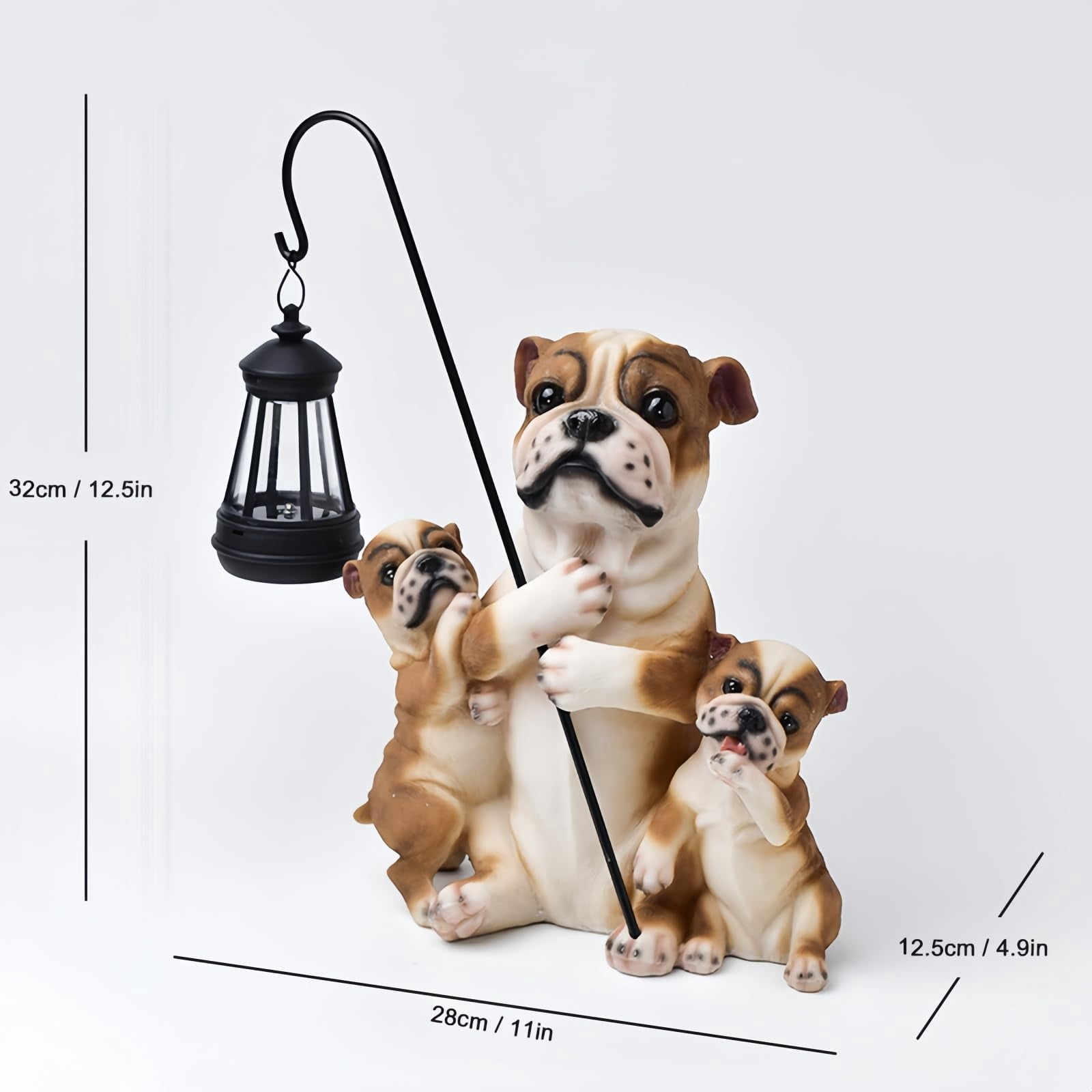 Garden Dog Statues Outdoor Decorations, Solar Lights Outdoor Puppy Statue, Outdoor Animal Statues with Solar Lantern for Patio, Lawn, Yard Art Decoration, Housewarming Garden Gift