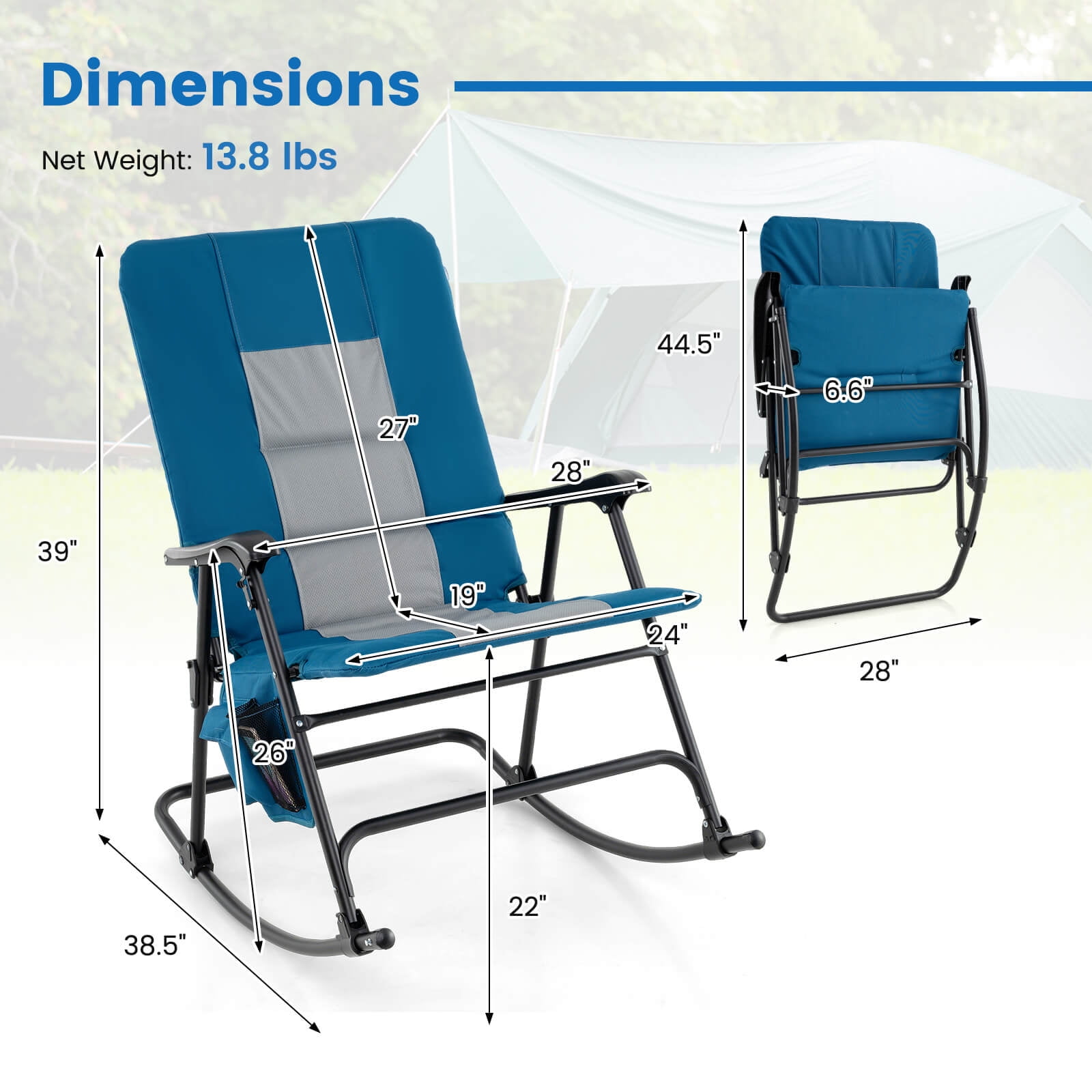 椅子 Folding rocking chair Costway Heavy Duty Foldable Rocking Chair for Adults, Portable
