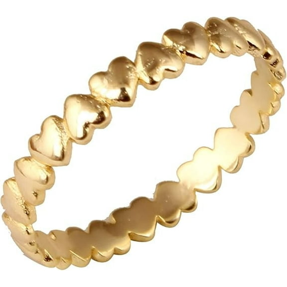 VISHUDDHA Women's Brass Anti Tarnish Statement Heart Band Ring Fashion Jewelry,6