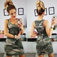 thumbnail image 2 of Vestidos de tirantes sin mangas sexy de camuflaje de verano para mujer, verde, L Feliz Sencillez, 2 of 5