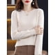 thumbnail image 3 of Suéter de lana merino 100 % para mujer, jersey de cachemira, prendas de punto, otoño e invierno, cuello redondo, color liso, ropa básica de moda para mujer, 3 of 5