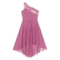 thumbnail image 6 of TSSOE Flower Girl Dresses for Wedding Kids Glitter One Shoulder High Low Birthday Party Dress Ball Pink 6, 6 of 7