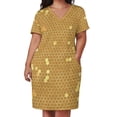 thumbnail image 3 of Vestido holgado naranja con forma de panal y bolsillos vestido de verano para mujer vestido de verano 2025 para mujer vestidos de fiesta de manga larga a la moda 2025, 3 of 7