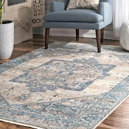 3x5 Rectangle Loomed Medallion Runner Blue - nuLOOM