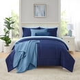 thumbnail image 4 of Mainstays Reversible Comforter and Sheet Set, 7-Piece Bed-in-a-Bag, Queen, Navy, 4 of 12