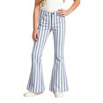 thumbnail image 5 of XAOFW Girls Back To School Flared Pants Elastic Waist Slim Fit Striped Wide Leg Trousers Uniform Pants For Girls Kids Breathable Bottom 9-10 Years, 5 of 6