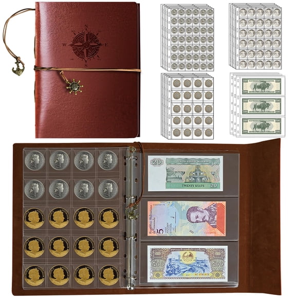 Coin Collection - Soporte para libros GoShambar (428 bolsillos), color marrón