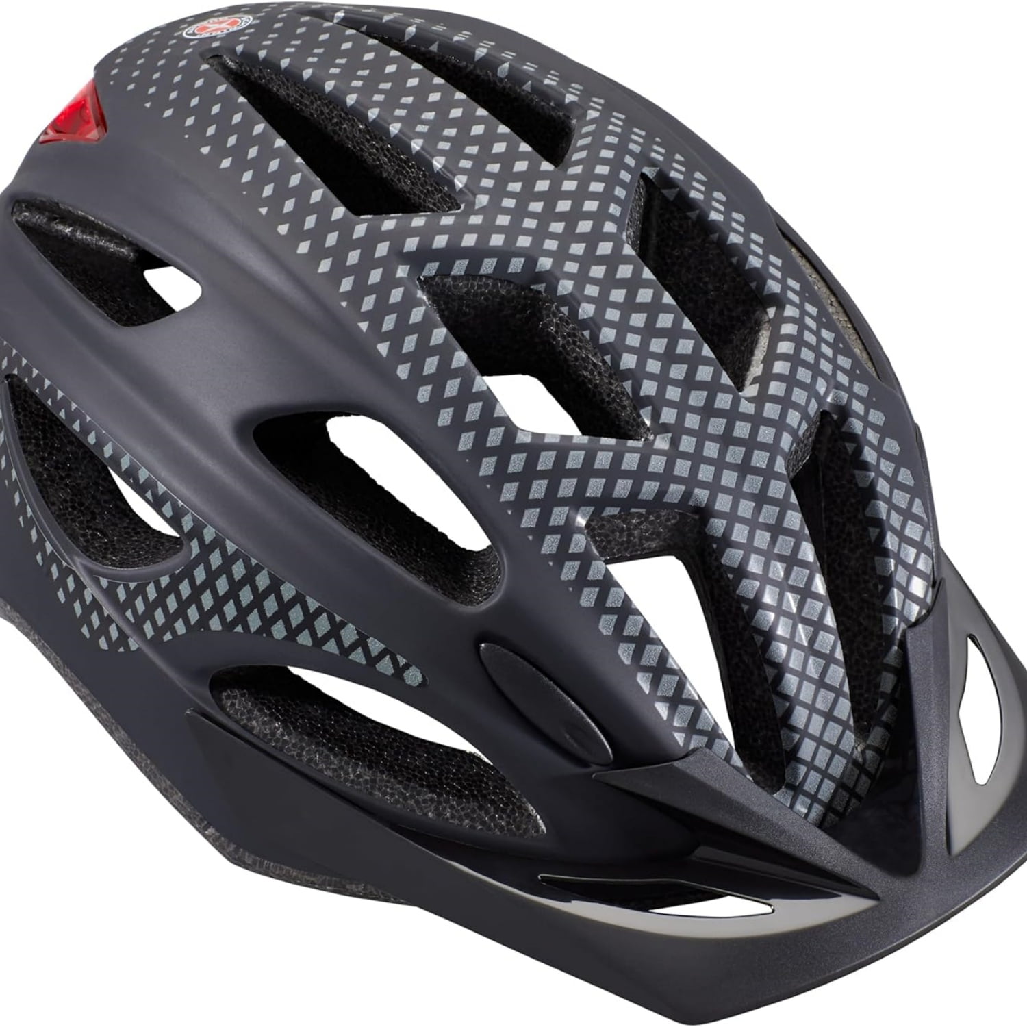 Lighted Helmet for Adults, Size 58 - 62 cm for Riders Ages 14+, Rear LED Light, Reflective Strips, Adjustable Dial and Straps, 17 Air Vents, Removable Visor, Adult Bike Helmet