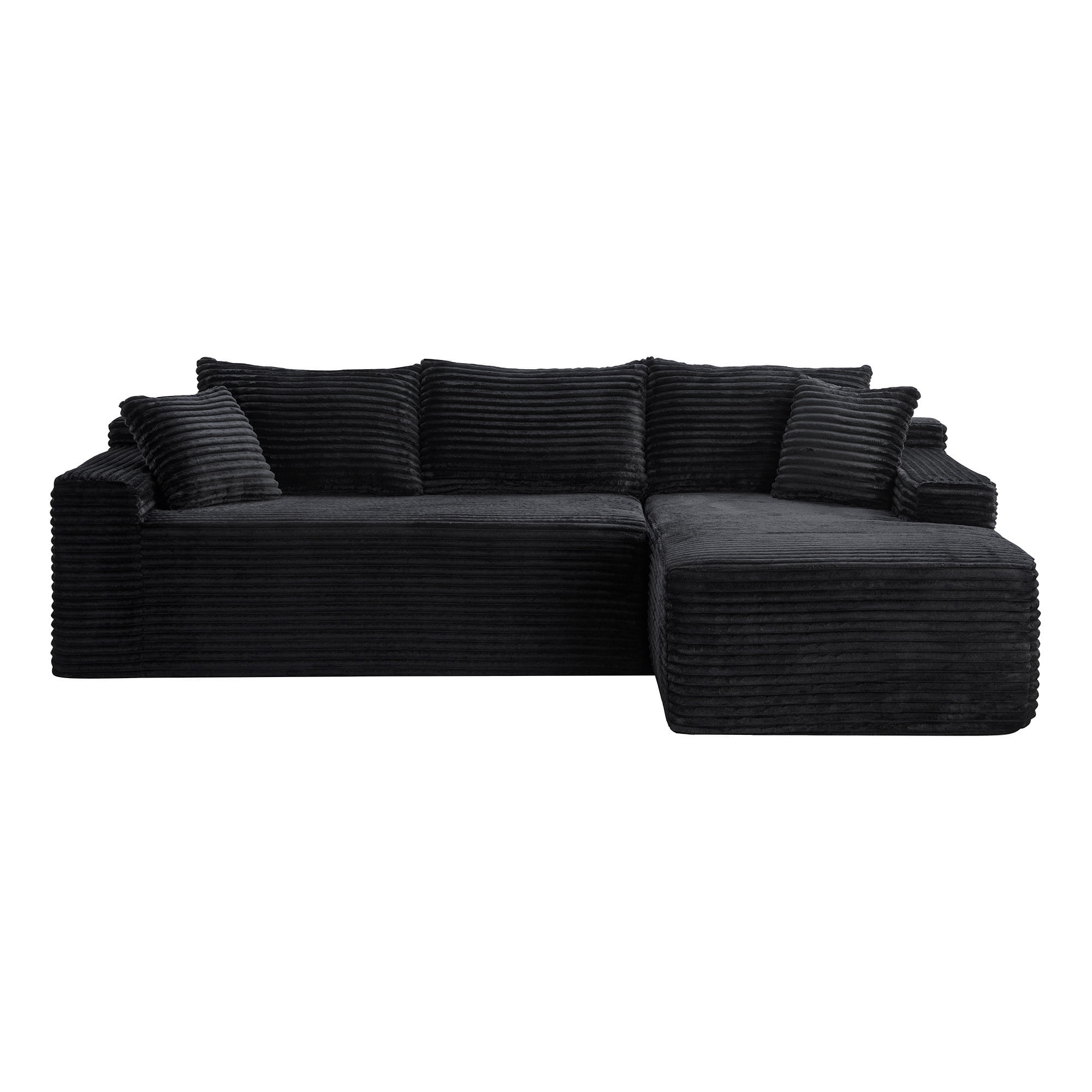 Leumius 106.3" Cloud Modular Sectional Sofa Couch with L-Shape Chaise,Modern Minimalist Upholstered Couches for Living Room Bedroom No Assembly Required Black-R