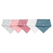 Soft Cotton Triangle Scarf Solid Color Snap Button Bib Baby Feeding Drool Saliva Towel Bandana Burp Cloth Baby Stuff 5pcs