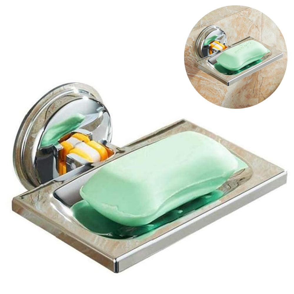 Kitchen Bathroom Self Adhesive Soap Dish Holder Wall Mounted Stainless Steel 