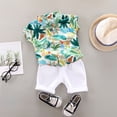thumbnail image 2 of Fsqjgq Baby Boys Summer Clothes Toddler Baby Boys Hawaiian Outfits Tropical Print Button Down Shirt and Beach Shorts 2 Piece Clothing Sets 4-5 Years, 2 of 8