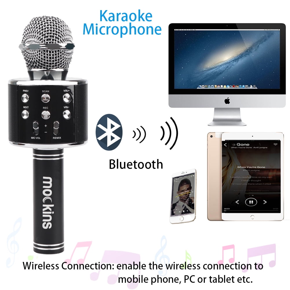 Compatible with Android /& iOS iPhone Mockins 2 Pack Blue /& Purple Wireless Bluetooth Karaoke Microphone with Built in Bluetooth Speaker All-in-One Karaoke Machine