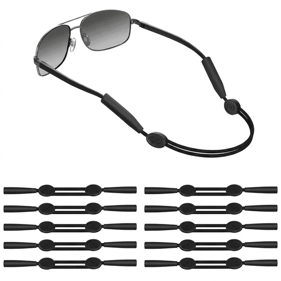 Glasses Strap, 10 Pack Adjustable Sunglasses Strap, Soft Silicone Anchor Eyewear Grip, Eyeglass Accessories to Help Keep Glasses from Sliding for Sports, Running, 40cm