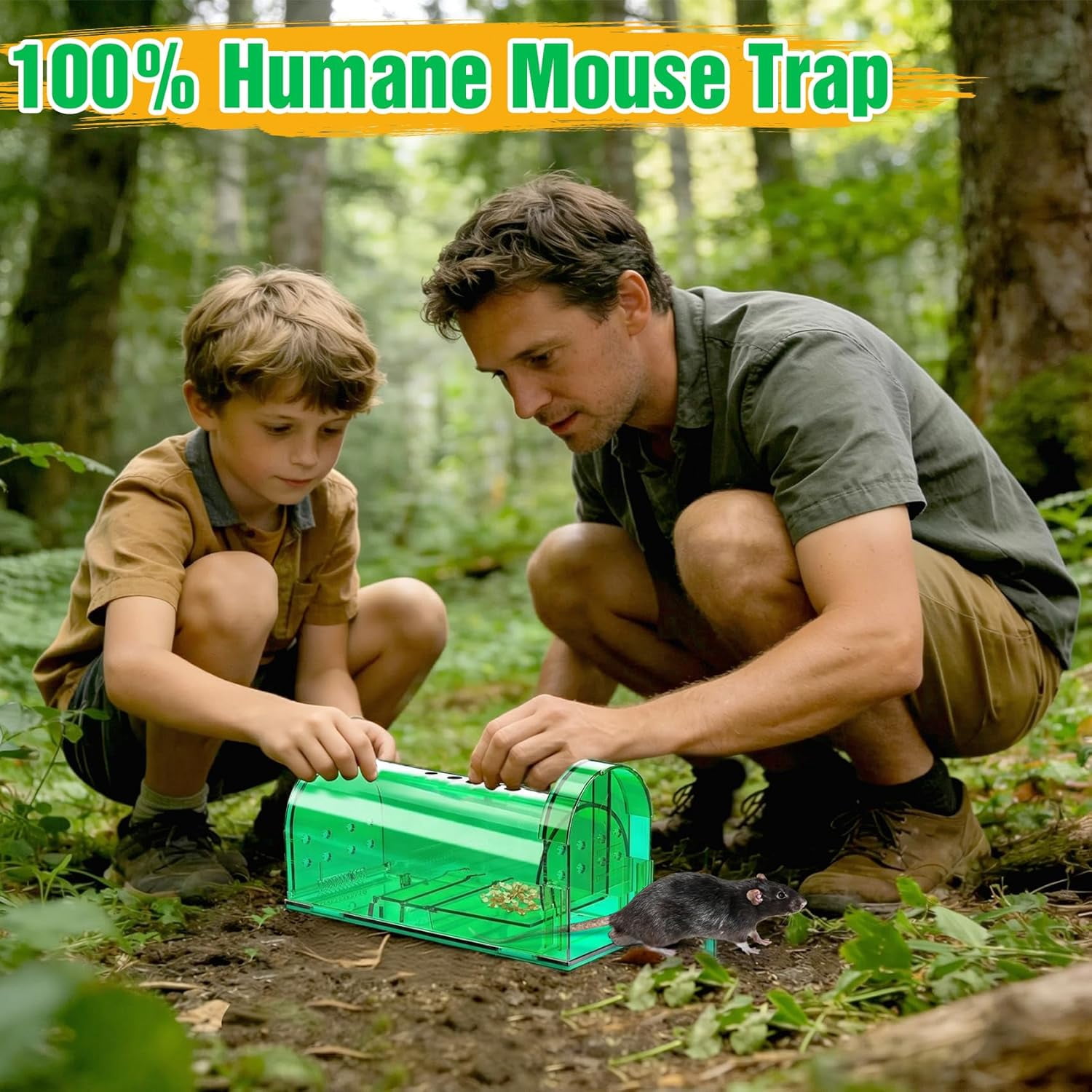 4 Pcs Humane Mouse Traps No Kill, Live Trap, Reusable Mice Trap Catch for House & Outdoors